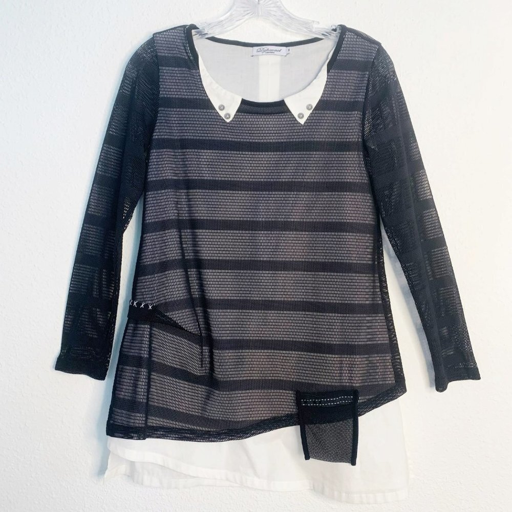 Dzhavael Couture Black & White Mesh Top